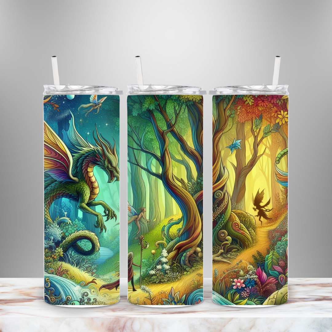 Dragon and Fairies 20 oz Tumbler