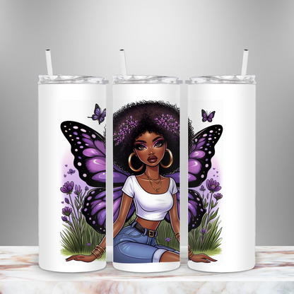 Lavender Whisper Butterfly Fairy 20 oz tumbler