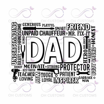 Dad Word Art T-shirt BUNDLE Set