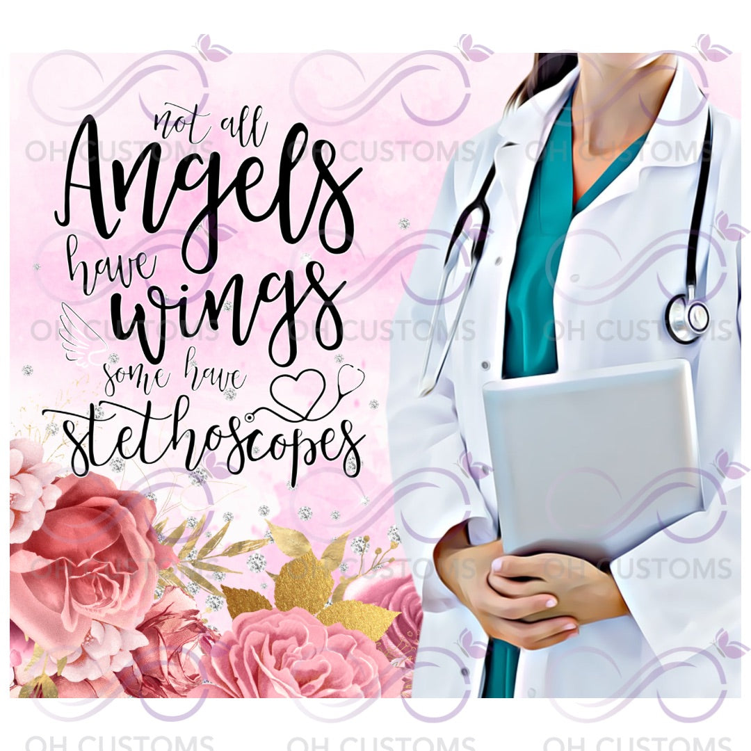 Nurse Angel wings 20 oz printed tumbler