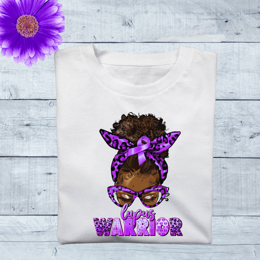 Fibromyalgia Warrior Messy Bun T-shirt