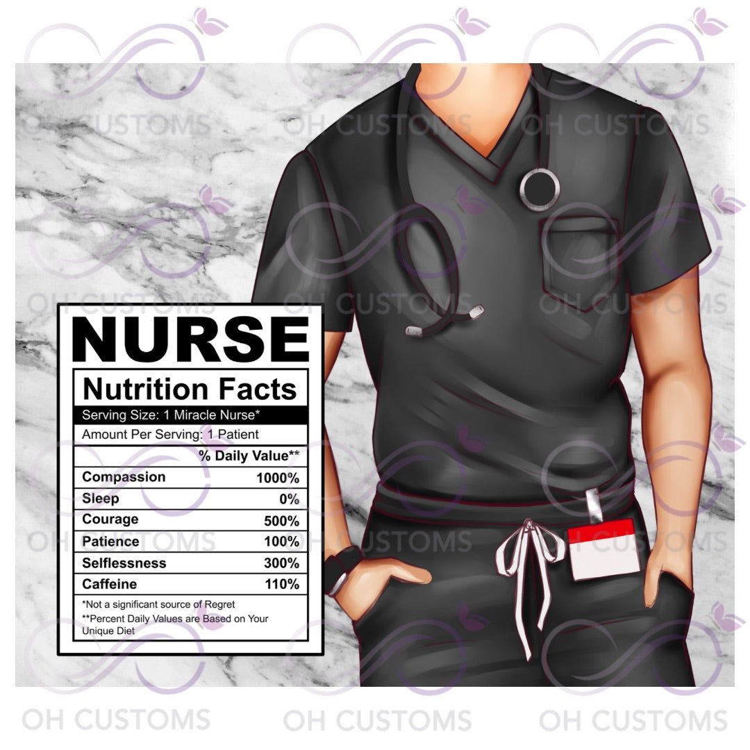 Nurse Nutrition Facts 20oz printed tumbler