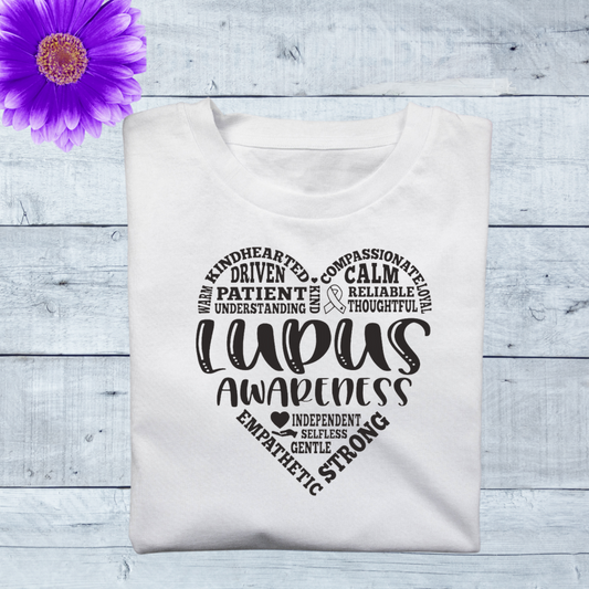 Lupus Word Art Heart T-shirt