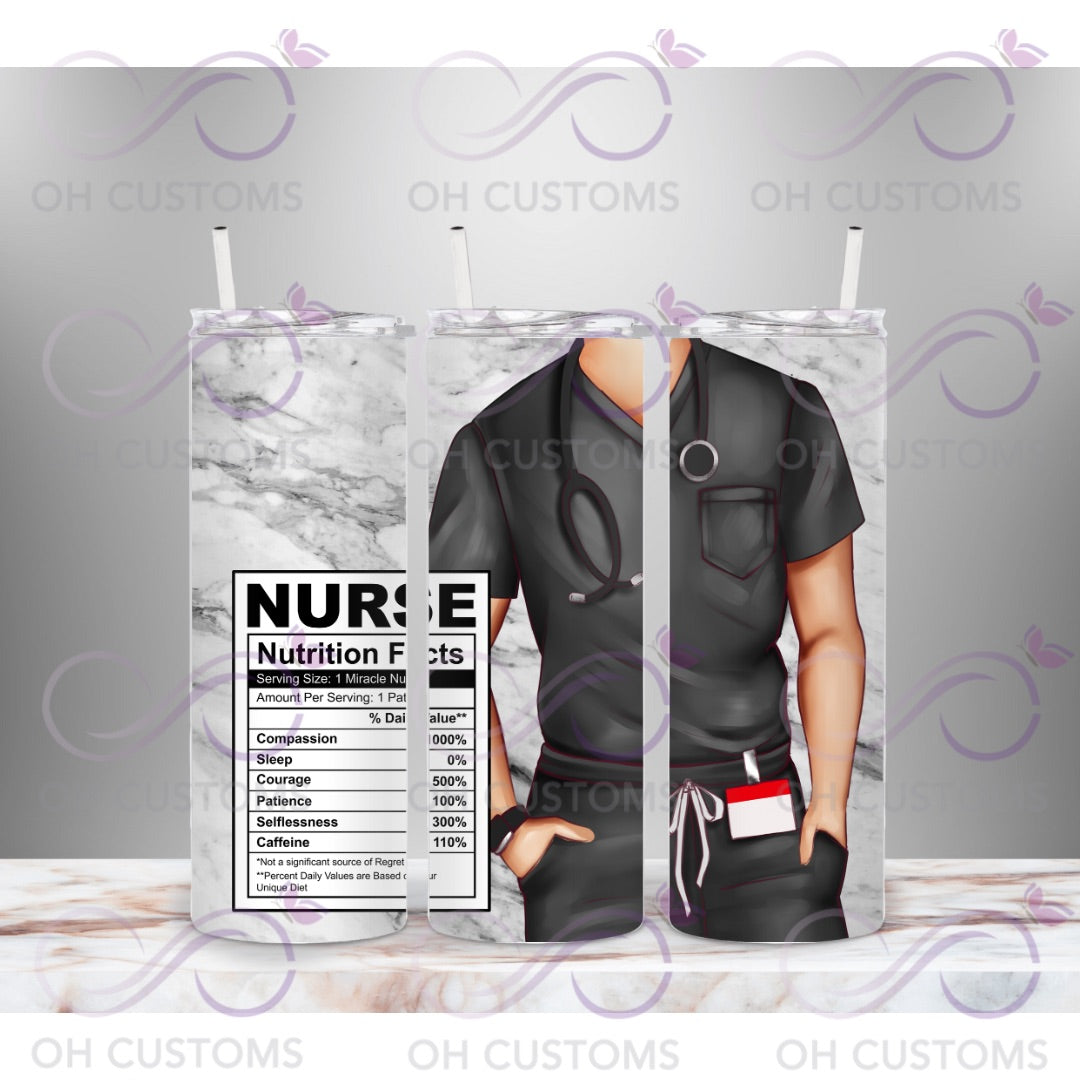 Nurse Nutrition Facts 20oz printed tumbler