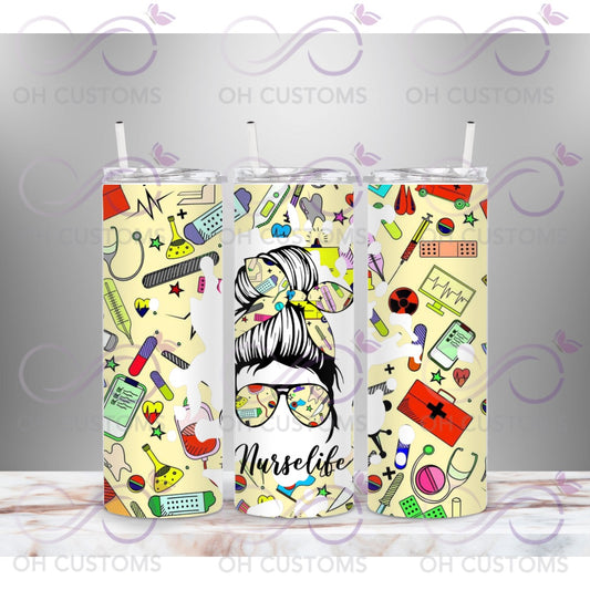 Nurse Life 20oz printed tumbler