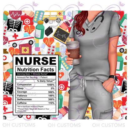 Nurse Nutrition Facts 20oz printed tumbler