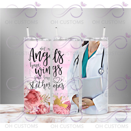 Nurse Angel wings 20 oz printed tumbler