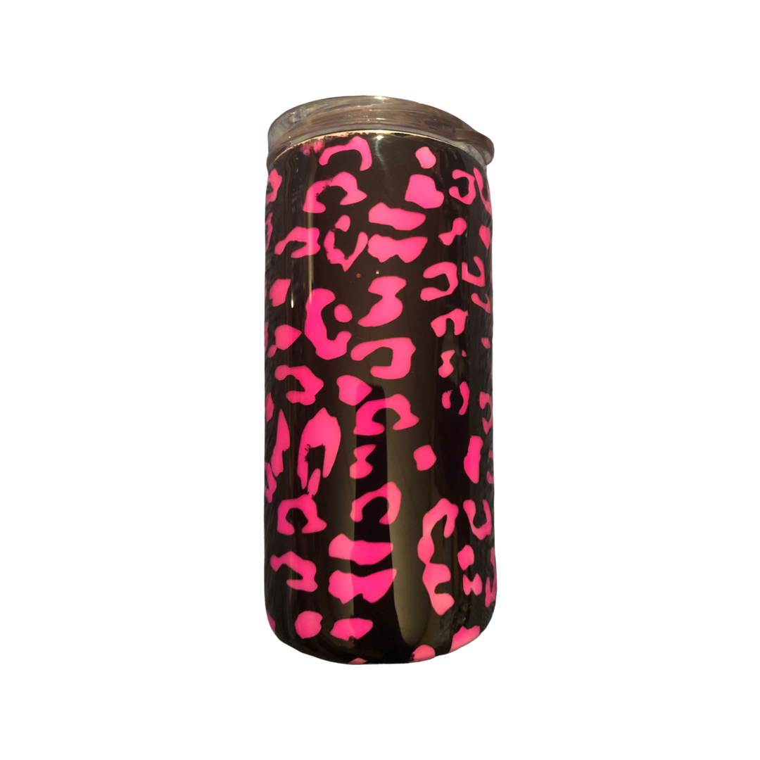 Pink & Black leopard peekaboo duoize tumbler - Ohcustoms